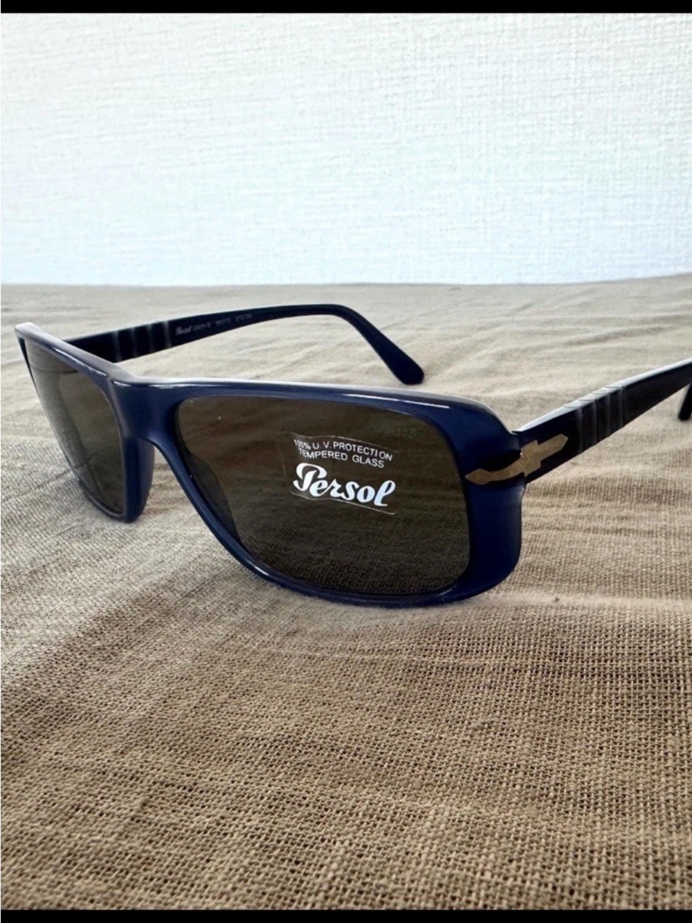 PERSOL SUNGLASSES NWOT Blue Frame Gray Glass Lenses Never Worn 56-15-135 - Picture 2 of 8